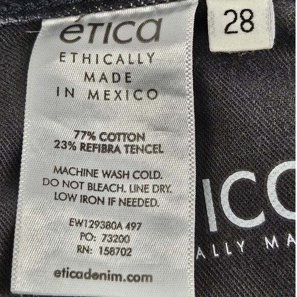 ETICA WOMEN'S REAH MID RISE STRAIGHT JEANS – BLACK STONE WASHED, SIZE 28 - Picture 6 of 13